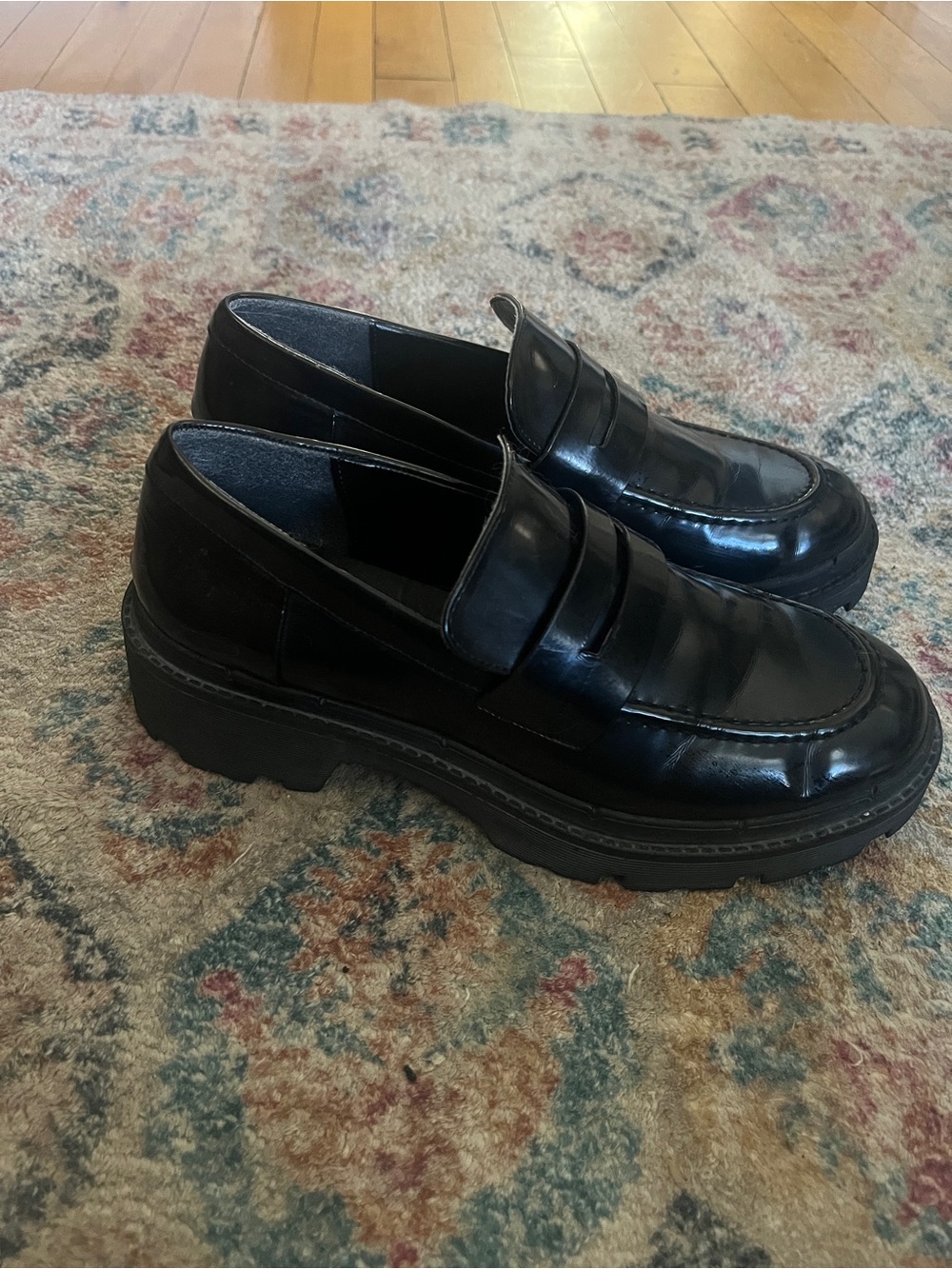 Zara Black Chunky Loafers Size Women 37/ 6.5